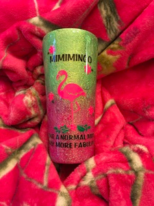 Flamingo themed glitter tumbler